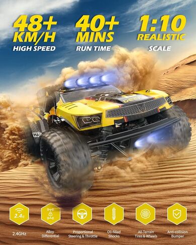 سيارات Deerc Brushless Fast RC للبنين والبالغين ، 55 كم/ساعة ، 1:18 شاحنة RC على الطرق الوعرة ، جميع Terrain 4x4 Racing Mecha Car ، 50 دقيقة ، شاحنة وحش التحكم عن بُعد مقاومة للماء ، متوافقة مع بطارية 3S in Kuwait