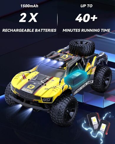 سيارات Deerc Brushless Fast RC للبنين والبالغين ، 55 كم/ساعة ، 1:18 شاحنة RC على الطرق الوعرة ، جميع Terrain 4x4 Racing Mecha Car ، 50 دقيقة ، شاحنة وحش التحكم عن بُعد مقاومة للماء ، متوافقة مع بطارية 3S in Kuwait