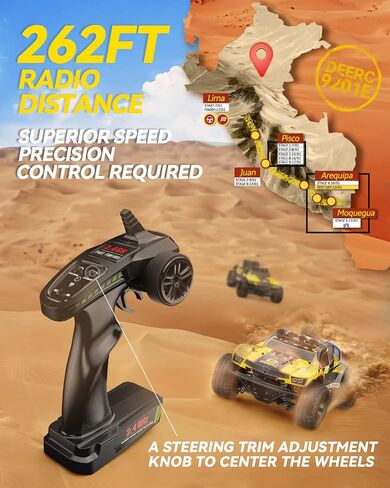 سيارات Deerc Brushless Fast RC للبنين والبالغين ، 55 كم/ساعة ، 1:18 شاحنة RC على الطرق الوعرة ، جميع Terrain 4x4 Racing Mecha Car ، 50 دقيقة ، شاحنة وحش التحكم عن بُعد مقاومة للماء ، متوافقة مع بطارية 3S in Kuwait