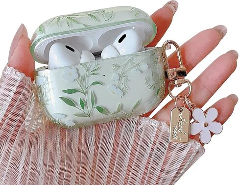 minscose متوافق مع AirPods 4 CLASE CASE ، تصميم نمط زهرة لطيف لطيف مع سلسلة مفاتيح الأزهار ، ناعم TPU الغطاء الوقاية من الصدمات للهواء 4 للنساء الفتيات والزهرة in Kuwait