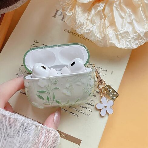 minscose متوافق مع AirPods 4 CLASE CASE ، تصميم نمط زهرة لطيف لطيف مع سلسلة مفاتيح الأزهار ، ناعم TPU الغطاء الوقاية من الصدمات للهواء 4 للنساء الفتيات والزهرة in Kuwait