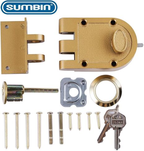 Jimmy Proof Deadbolt Lock مع اسطوانة واحدة شديدة التحمل deadbolt تناسب معظم باب الدخول العتيقة في الذهب الانتهاء 2 مجموعات in Kuwait