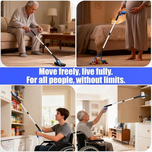 6 Pack Heavy Duty Grabber Reacher Tools for Seniors，32" Foldable Trash Picker with 360° Rotating Head & Non-Slip Grip, Long Reach Mobility Aid for Elderly, Outdoor Cleaning & Arm Extension in Kuwait