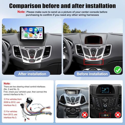 SIXWIN Android Car Stereo for Ford Fiesta 2009-2014 with Carplay Android Auto Mirror Link 9 inch Touchscreen with GPS Navigation WiFi 26UI Bluetooth FM Backup Camera in Kuwait