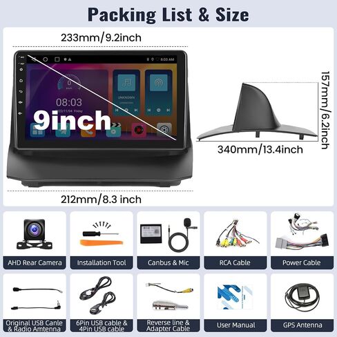 SIXWIN Android Car Stereo for Ford Fiesta 2009-2014 with Carplay Android Auto Mirror Link 9 inch Touchscreen with GPS Navigation WiFi 26UI Bluetooth FM Backup Camera in Kuwait
