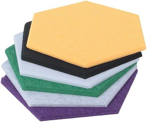 Self-Adhesive 12 Pack Hexagon Acoustic Panels, 12" High Density Sound Absorbing Panels, Sound Proof Treatment Tiles for Office School Home Wall Decor Stickers Memos Photos Display (Purple) in Saudi Arabia