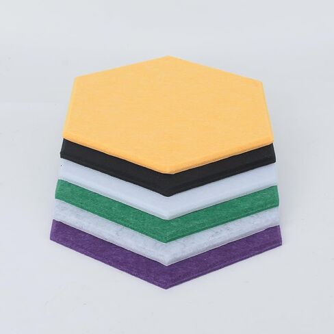 Self-Adhesive 12 Pack Hexagon Acoustic Panels, 12" High Density Sound Absorbing Panels, Sound Proof Treatment Tiles for Office School Home Wall Decor Stickers Memos Photos Display (Purple) in Saudi Arabia