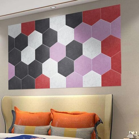 Self-Adhesive 12 Pack Hexagon Acoustic Panels, 12" High Density Sound Absorbing Panels, Sound Proof Treatment Tiles for Office School Home Wall Decor Stickers Memos Photos Display (Purple) in Saudi Arabia