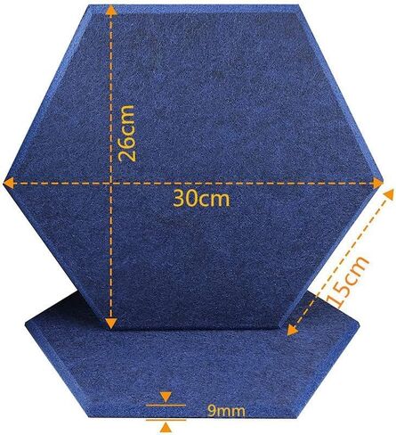 مجموعة من 12 لوحة صوتية سداسية ذاتية اللصق، ألواح ممتصة للصوت عالية الكثافة مقاس 12 بوصة، بلاط معالجة مقاوم للصوت لملصقات ديكور الحائط المنزلية والمكتب والمدرسة وعرض الصور (بنفسجي) in Kuwait