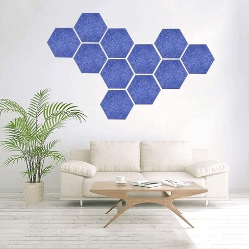 مجموعة من 12 لوحة صوتية سداسية ذاتية اللصق، ألواح ممتصة للصوت عالية الكثافة مقاس 12 بوصة، بلاط معالجة مقاوم للصوت لملصقات ديكور الحائط المنزلية والمكتب والمدرسة وعرض الصور (بنفسجي) in Kuwait