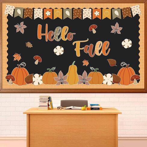 Fall Football Bulletin Board Set Kick Off into Fall Classroom Decorations Sport Themed Paper Cutting Maple Leaves Trim Border Pumpkin Name Tags for Thanksgiving School Classroom Supplies in Saudi Arabia