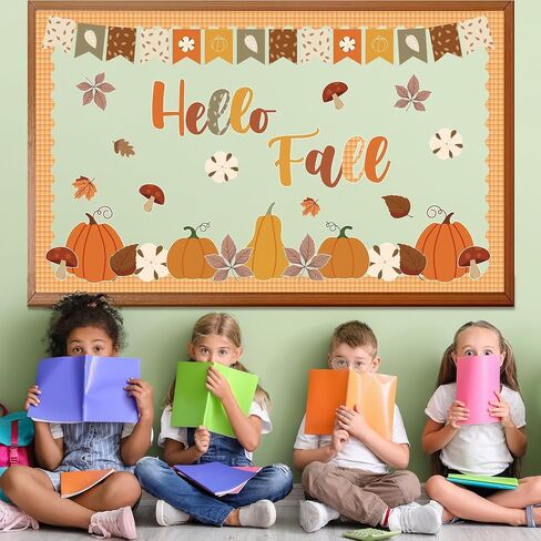 Fall Football Bulletin Board Set Kick Off into Fall Classroom Decorations Sport Themed Paper Cutting Maple Leaves Trim Border Pumpkin Name Tags for Thanksgiving School Classroom Supplies in Saudi Arabia