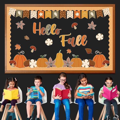 Fall Football Bulletin Board Set Kick Off into Fall Classroom Decorations Sport Themed Paper Cutting Maple Leaves Trim Border Pumpkin Name Tags for Thanksgiving School Classroom Supplies in Saudi Arabia