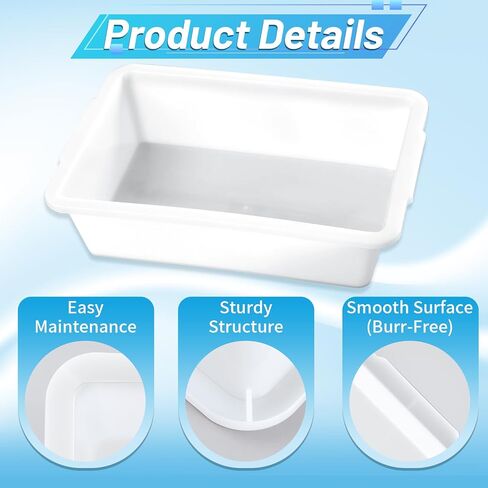 Remerry 6 Pack polypropylene احتواء صينية 15 L x 10.8 W × 4 H صينية مختبر مستطيلة لتخفيف التعقيم والتجفيف ، البلاستيك المتين ومقاوم للدرجات. in Kuwait