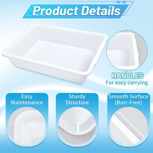 Remerry 6 Pack polypropylene احتواء صينية 15 L x 10.8 W × 4 H صينية مختبر مستطيلة لتخفيف التعقيم والتجفيف ، البلاستيك المتين ومقاوم للدرجات. in Kuwait