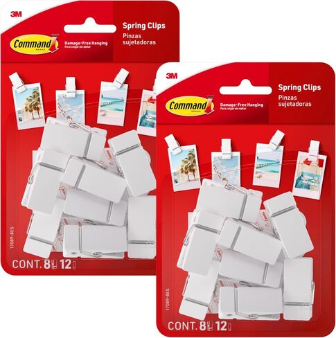 Command Spring Clips, Quartz, 8-Clips (17089Q-8ES), Great for dorm decor in Saudi Arabia