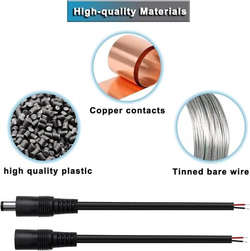 DC7909 كابل أسلاك التوصيل المصنوعة ، 12 فولت DC 8MM من الذكور إلى سلك عاري مفتوح الطاقة إصلاح الإصلاح البديل موصل برميل ، 16AWG DC 7.9 × 5.5 ملم لكاميرا الكمبيوتر المحمول الخلايا الشمسية ، 4 PCS in Kuwait