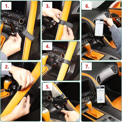 حامل هاتف السيارة لـ Corvette C7 2014-2019 Center Center Censole Console Molede Sipperial Silede Mobile Mobile For Car Fit for iPhone Android والهواتف الذكية العالمية (أ) in Saudi Arabia