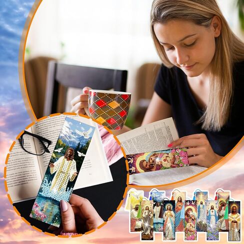 Sinload 10 PCS Catholic Dedical Diamond Painting Acrylic Bookmark with Tassels Christian Art Kit Parkmark Come 5D DIY Diamond Crafts Higts for Reading Lover in Saudi Arabia