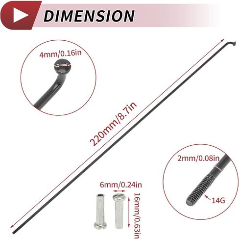 14G J Bend المتحدث باسم الدراجة 14G 220 مللي متر طول المتحدث عجلة الدراجة مع الحلمة ل المتحدث عجلة MTB أسود 45 الصلب 36 مجموعة in Kuwait
