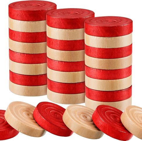 24 Pieces Wooden Checkers 1.06 Inch Wood Checkers Pieces Stackable with Drawstring Storage Bag for Board Game Backgammon, Dark Brown and Natural Wood Color in Saudi Arabia