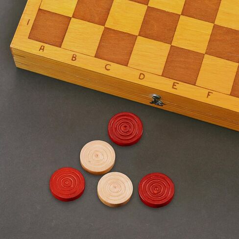 24 Pieces Wooden Checkers 1.06 Inch Wood Checkers Pieces Stackable with Drawstring Storage Bag for Board Game Backgammon, Dark Brown and Natural Wood Color in Saudi Arabia