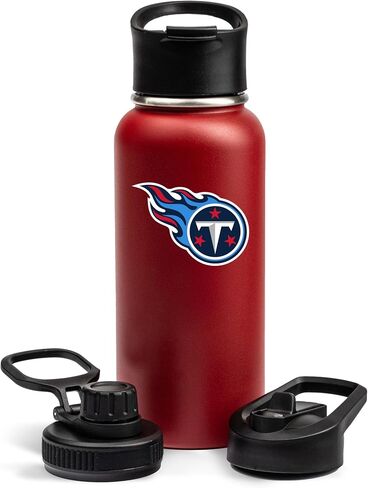 The Memory Company Officially Licensed NFL 32oz Stainless Steel Water Bottle - Double Wall Vacuum Insulated Sports Bottle, Leak-Proof 3-Lid Set, BPA-Free Hydration for Game Day & Everyday Use in Saudi Arabia