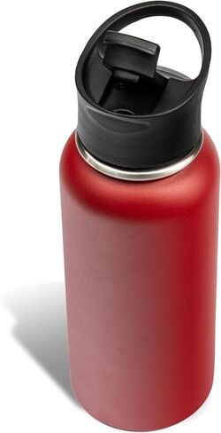 The Memory Company Officially Licensed NFL 32oz Stainless Steel Water Bottle - Double Wall Vacuum Insulated Sports Bottle, Leak-Proof 3-Lid Set, BPA-Free Hydration for Game Day & Everyday Use in Saudi Arabia