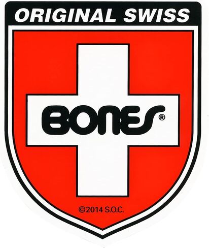ملصق لوح التزلج Bones Bearings سويس شيلد أحمر 4 بوصة × 3.25 بوصة in Saudi Arabia