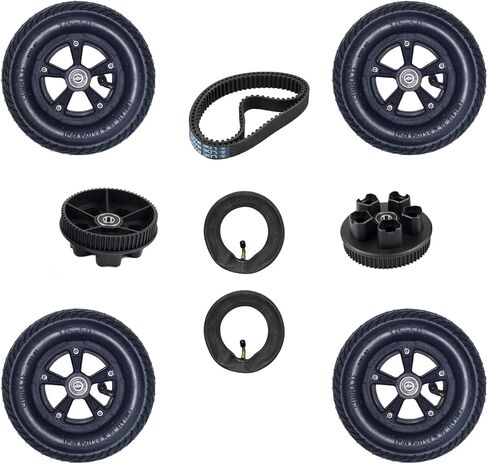 150mm Pneumatic Off-Road Electric Skateboard Wheels for Smooth Rides - This Kit Includes 4 Wheels, 2 Pulleys (60T), 2 Belts (335-5M), 2 Extra Tubes | Easy to Install on 2in1 Electric Longboards in Saudi Arabia