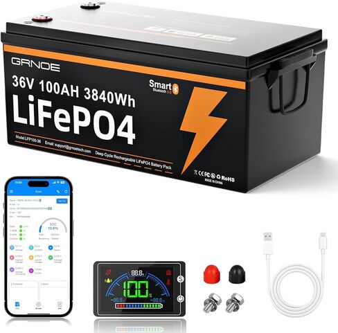 بطارية ليثيوم LiFePO4 بقدرة 48 فولت و100 أمبير في الساعة مع شاشة LCD وتطبيق للهاتف المحمول، نظام BMS ذكي مدمج بقدرة 100 أمبير، مع دورة عميقة تزيد عن 4000 دورة، لمحركات RV، ومحركات التصيد، والمعيشة البحرية والطاقة الشمسية وخارج الشبكة in Kuwait