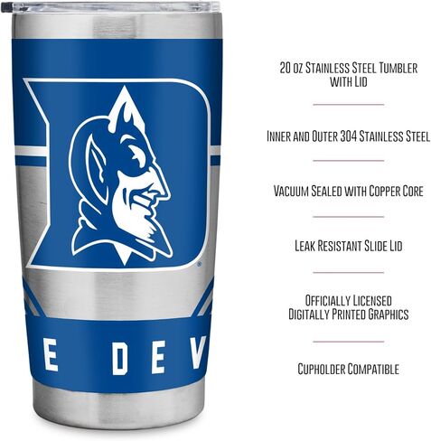 Rico Industries NCAA Duke Blue Devils Standard 20oz Stainless Steel Tumbler with Lid - Great for Coffee, Tea, Water or Cocktails in Saudi Arabia