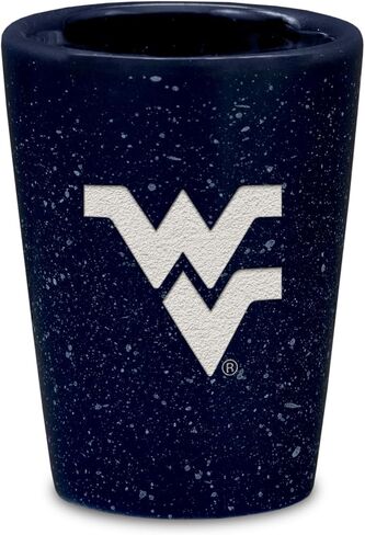 Rico Industries NCAA West Virginia Mountaineers 2oz Ceramic Shot Glass for Fans, Laser Engraved in Team Color Single Shot Glass in Saudi Arabia