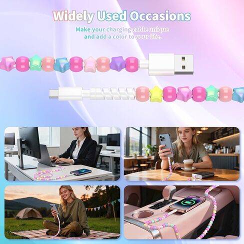 AOLCEV USB C Cable for iPhone Charging Cord 3.3ft cute usb type c charger cord 66w fast star usb a to usb c phone Charger Cable for iPhone 17 16 15 pro max plus galaxy s25 s24 colorful in Kuwait