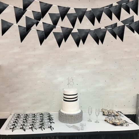 Zwiebeco 39ft Navy Blue Silver Glitter Fabric Fabric Banting Banner Banner Banngle Banner Banner for Birthday Wedding Baby Shower Treed Ahoy Achor secorts party scensions supplies in Kuwait