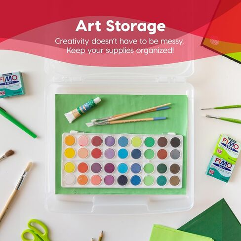 صندوق منظم لعبة Iris USA USA Board Craft Craft With LID Snap Latch Lid ، صندوق علبة بلاستيكي محمولة 2 عبوة للألغاز ، والمجلات ، والهوايات ، واللوازم الفنية ، وورقات 8.5 "× 11" و A4 ، سميكة ، واضحة in Kuwait