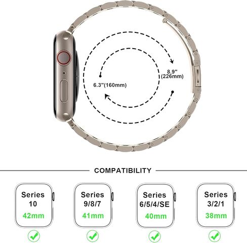 أحزمة Anlinser المعدنية متوافقة مع سوار ساعة Apple 49 مم 46 مم 45 مم 44 مم 42 مم للنساء والرجال، حزام من الفولاذ المقاوم للصدأ بخمس وصلات لساعة iWatch Ultra 3/2/1 SE Series 11 10 9 8 7 6-1 (فضي-ذهبي) in Kuwait