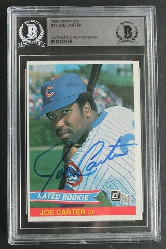 Joe Carter HOF 1984 Donruss #41 ROOKIE RC Autographed Signed Card BAS Authentic - Baseball Slabbed Autographed Cards in Saudi Arabia