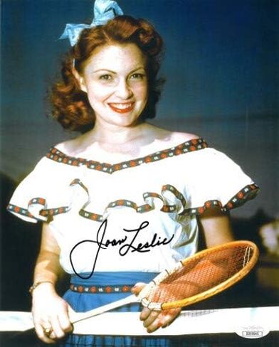 Athlon Sports CTBL-023616 Joan Leslie Signed Vintage Color 8 x 10 in. Photo- JSA Hologram No.DD90945 with Tennis Racquet in Saudi Arabia
