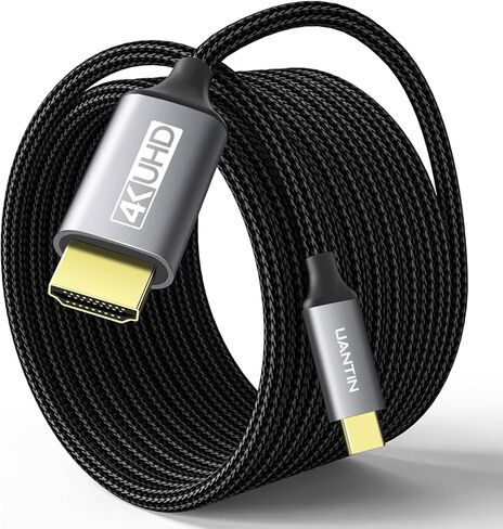 USB C to HDMI Cable 6.6FT | 4K High-Speed USB 3.1 Type-C to HDMI Cord for Home Office [Thunderbolt 5/4/3 Compatible] with MacBook, Galaxy S9 to S24, iPhone 15/16 Series, iPad Pro, iMac, Surface in Kuwait