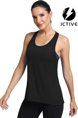 ICTIVE Workout Tops for Women Sleeveless Cross Back Muscle Racerback Exercise Tank Shirts in Saudi Arabia