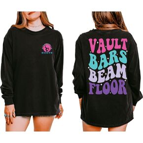 Personalized Name Gymnastics Vault Floor Bars Beam Comfort Colors T-Shirt – Custom Gymnastics Shirt for Girls, Gymnast Gift, Youth & Adult Sizes White in Saudi Arabia