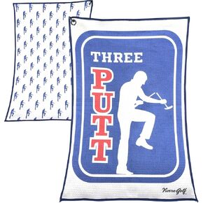 Three Putt Funny Golf Towel for Golf Bag | Golf Towels for Men, Golf Accessories for Men | Microfiber Fabric, Designs On Front & Back, Clip Included (16x24in) in Saudi Arabia