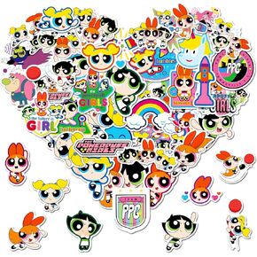 ملصقات PowerPuff Girls للأطفال - 50 بكسل ملصقات زجاجة ماء لطيفة للفتيات ، وشارات الفينيل المقاومة للماء للكمبيوتر المحمول ، والأمتعة ، ولوحة التزلج ، وحالة الهاتف ، وفضل حفلات الأطفال ، والهدايا للفتيات والشباب in Kuwait