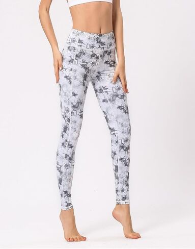 Women’s High Waisted Yoga Pants with Pockets and Tie-Dye Print for Gym Running and Everyday Wear in Saudi Arabia