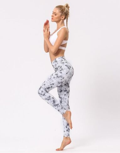 Women’s High Waisted Yoga Pants with Pockets and Tie-Dye Print for Gym Running and Everyday Wear in Saudi Arabia