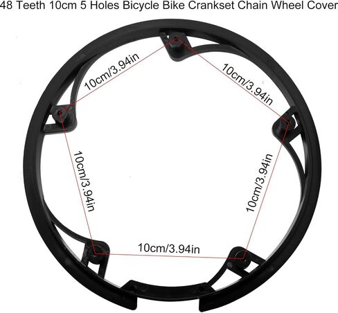 48 Teeth 10cm 5 Holes Bicycle Bike Crankset Chain Wheel Cover Adjacent Hole Spacing 10cm/3.94in Mountain Bike Chainring Cover Black 5 Screws in Saudi Arabia