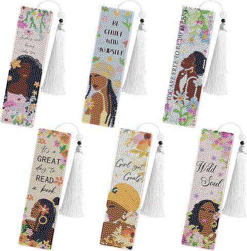 8 Pcs Bow Diamond Art Bookmarks Kit with Tassels, Cute Pink Diamond Painting Bookmarks for Women Book Lovers, DIY Bookmark Making Kit for Adults Beginners Aesthetic Crafts in Saudi Arabia