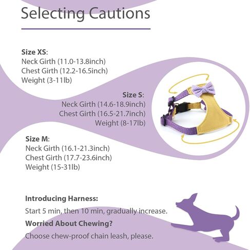 Flower Dog Harness with Leash Set, Cute Soft Puppy Harness for Small Girl Boy Dogs, No Pull No Choke Escape Proof Pet Harnesses, Brown S in Saudi Arabia