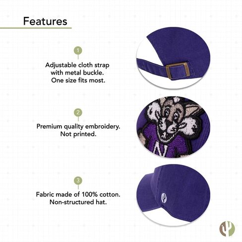 Desert Cactus Northwestern University Baseball Hat NU Wildcats Brimmed Embroirderd Hats Cap Adjustable Cloth Strap Adult (Style I) Purple in Saudi Arabia